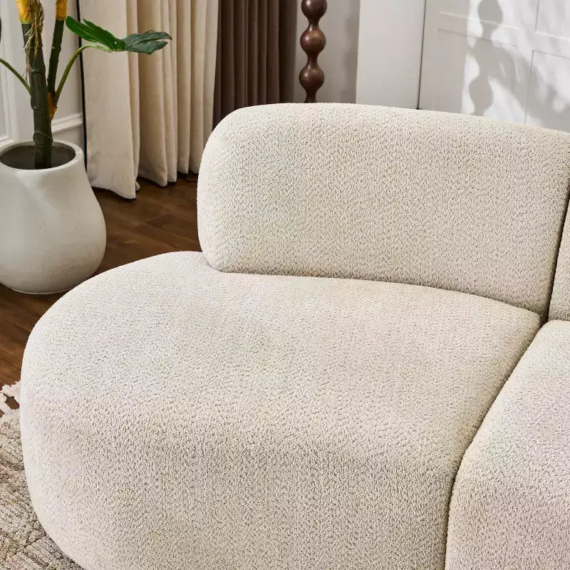 Canapé incurvé 3 places moderne Christopher Knight Home Varo 100.75 en tissu bouclé et bois