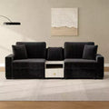 Christopher Knight Home Bina 95.7'' Modern 2-Seater Chenille Upholstered Sectional Sofa with Console, Storage Armrest and Pillows