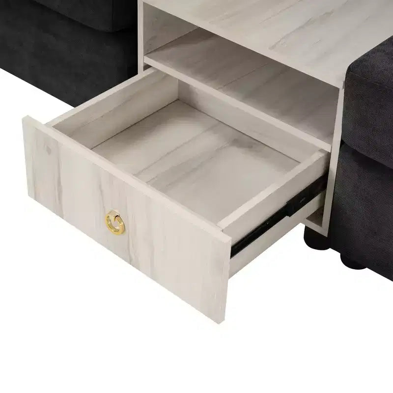 Christopher Knight Home Cale Canapé d'angle moderne 4 places en chenille de 325 cm avec console, accoudoir de rangement et oreillers