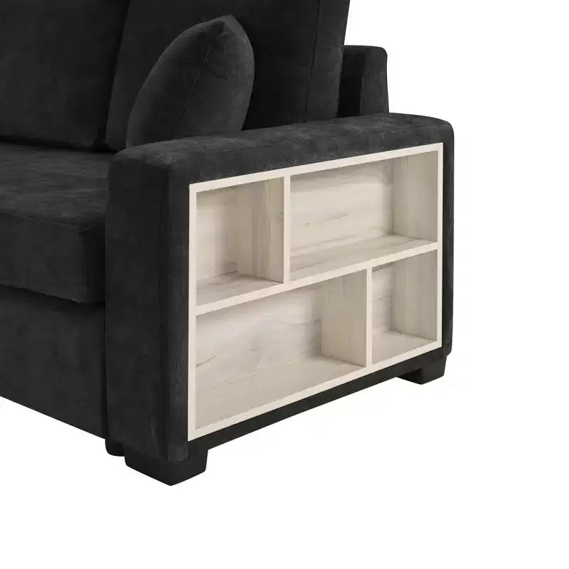 Christopher Knight Home Dirae Canapé d'angle moderne en chenille 4 places de 336,5 cm avec console, accoudoir de rangement et oreillers