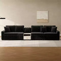 Christopher Knight Home Dirae 132.5'' Modern 4-Seater Chenille Upholstered Sectional Sofa with Console, Storage Armrest and Pillows