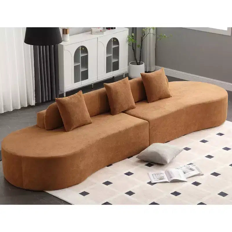 Canapé incurvé GDFStudio Xevor 130,5, moderne, 4 places, rembourré en tissu éponge, avec 3 coussins