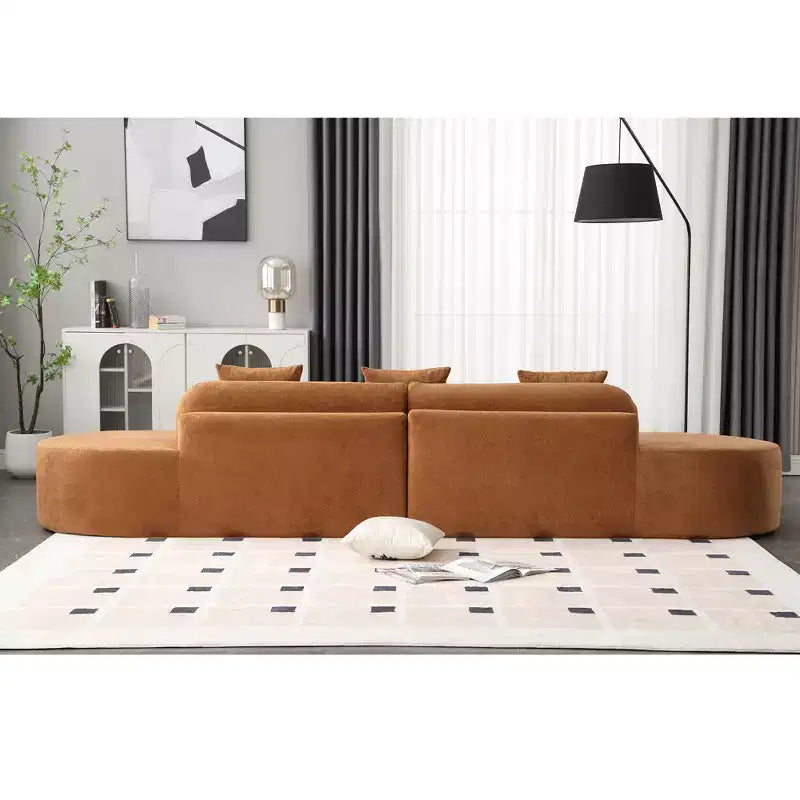 Canapé incurvé GDFStudio Xevor 130,5, moderne, 4 places, rembourré en tissu éponge, avec 3 coussins