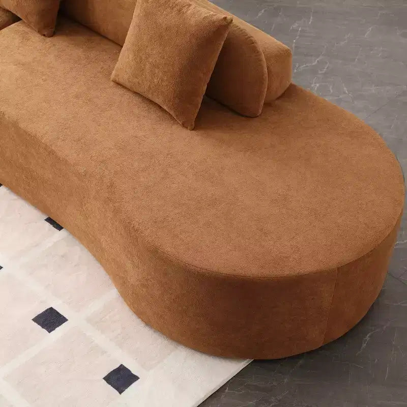 Canapé incurvé GDFStudio Xevor 130,5, moderne, 4 places, rembourré en tissu éponge, avec 3 coussins