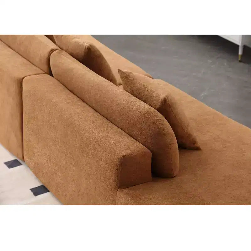 Canapé incurvé GDFStudio Xevor 130,5, moderne, 4 places, rembourré en tissu éponge, avec 3 coussins