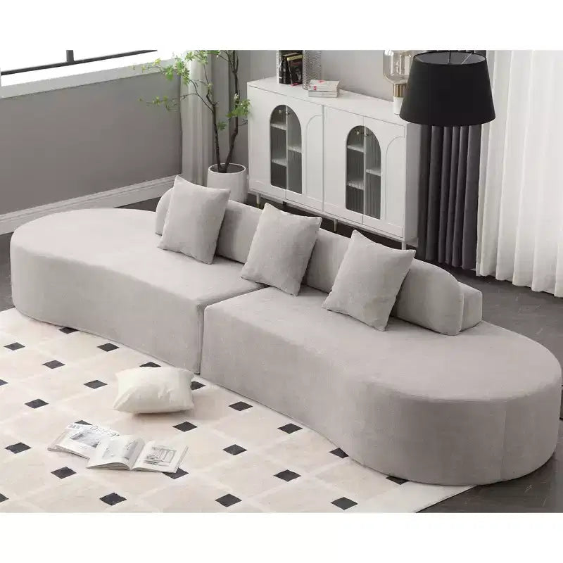 Canapé incurvé GDFStudio Xevor 130,5, moderne, 4 places, rembourré en tissu éponge, avec 3 coussins