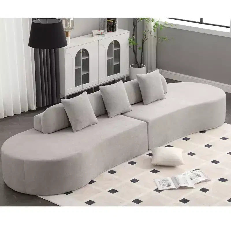 Canapé incurvé GDFStudio Xevor 130,5, moderne, 4 places, rembourré en tissu éponge, avec 3 coussins