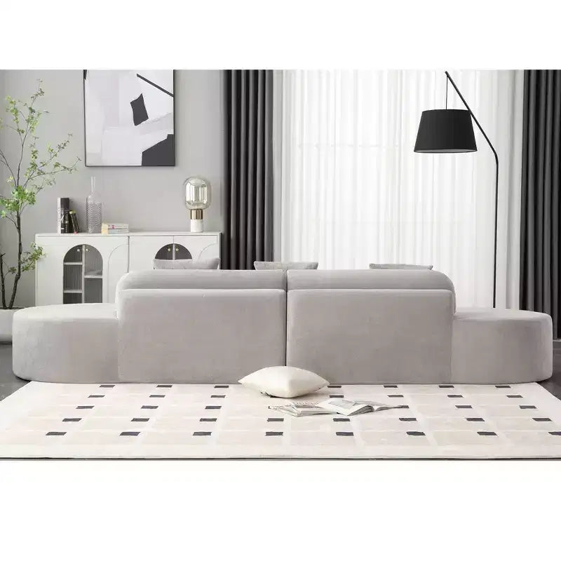 Canapé incurvé GDFStudio Xevor 130,5, moderne, 4 places, rembourré en tissu éponge, avec 3 coussins