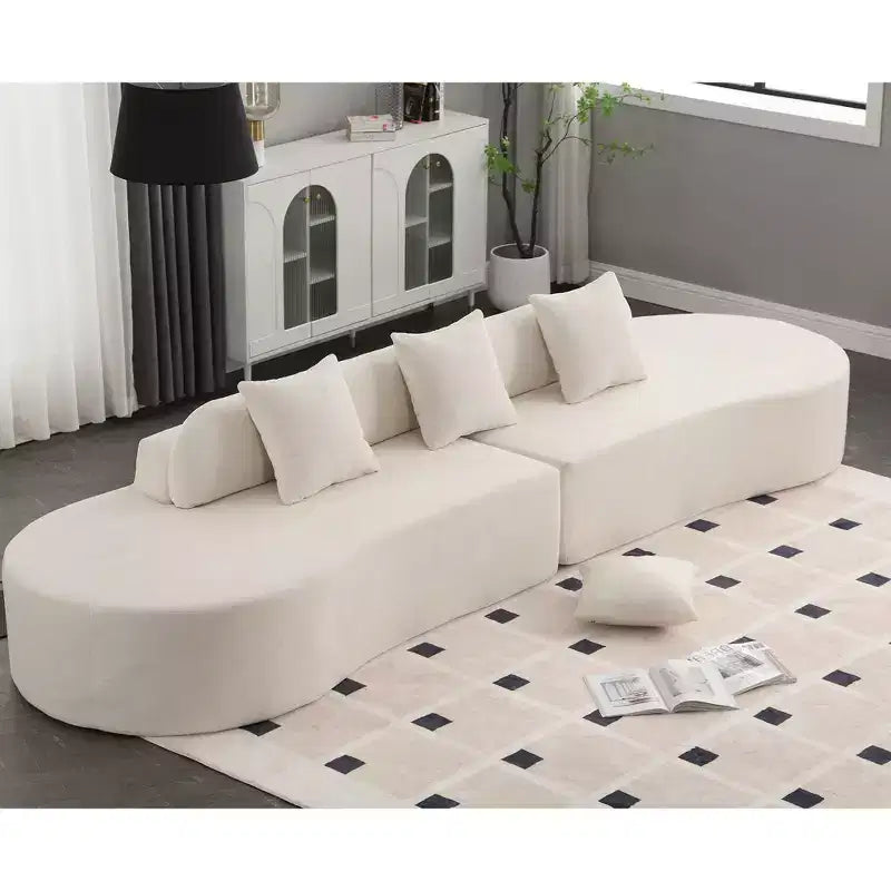 Canapé incurvé GDFStudio Xevor 130,5, moderne, 4 places, rembourré en tissu éponge, avec 3 coussins