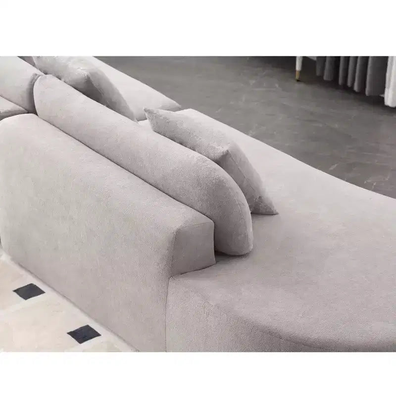 Canapé incurvé GDFStudio Xevor 130,5, moderne, 4 places, rembourré en tissu éponge, avec 3 coussins