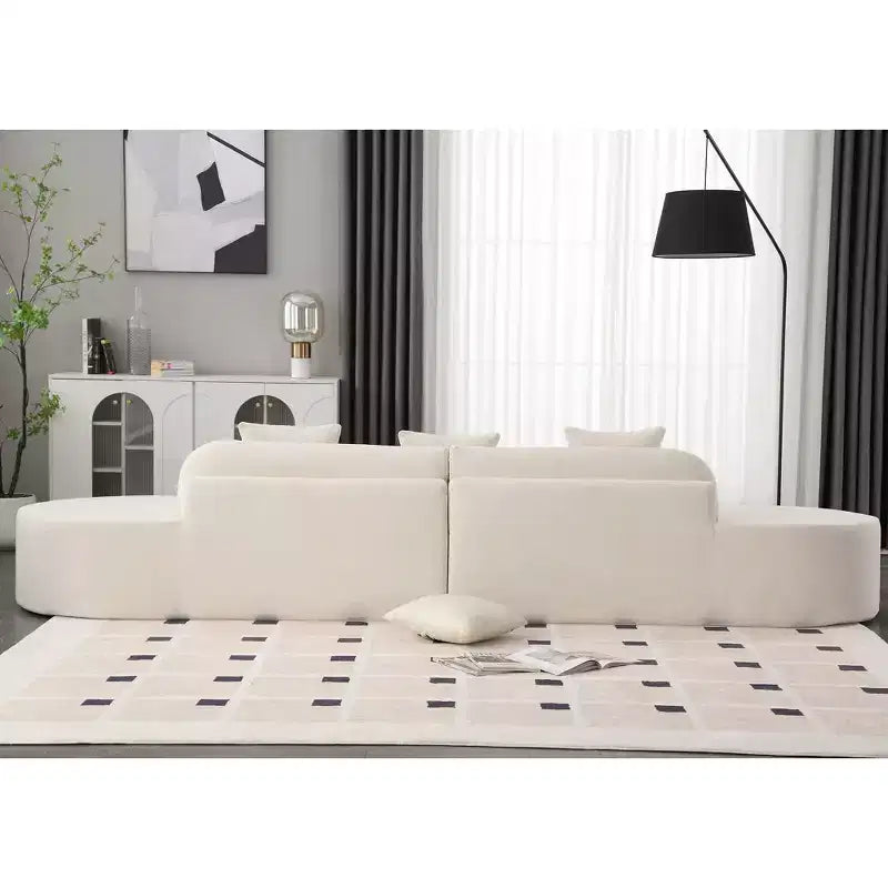 Canapé incurvé GDFStudio Xevor 130,5, moderne, 4 places, rembourré en tissu éponge, avec 3 coussins