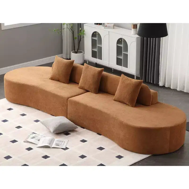 Canapé incurvé GDFStudio Xevor 130,5, moderne, 4 places, rembourré en tissu éponge, avec 3 coussins