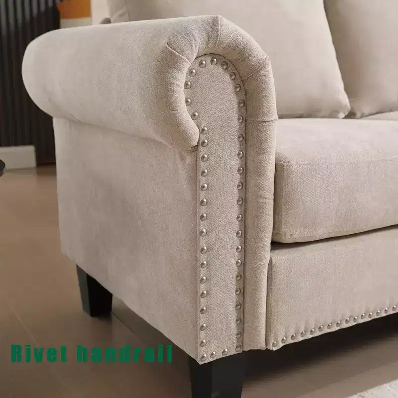 Canapé convertible GDFStudio Yorin 106 moderne 4 places en velours en forme de L avec pouf de rangement
