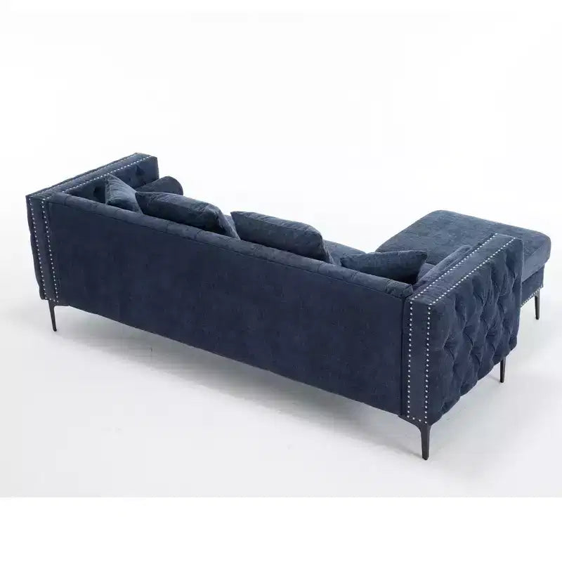 GDFStudio Zarin 85 Canapé sectionnel moderne 4 places en chenille avec pouf de rangement