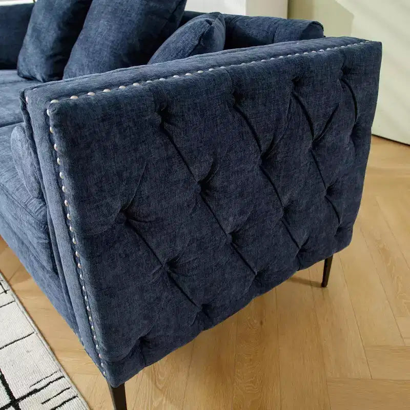 GDFStudio Zarin 85 Canapé sectionnel moderne 4 places en chenille avec pouf de rangement