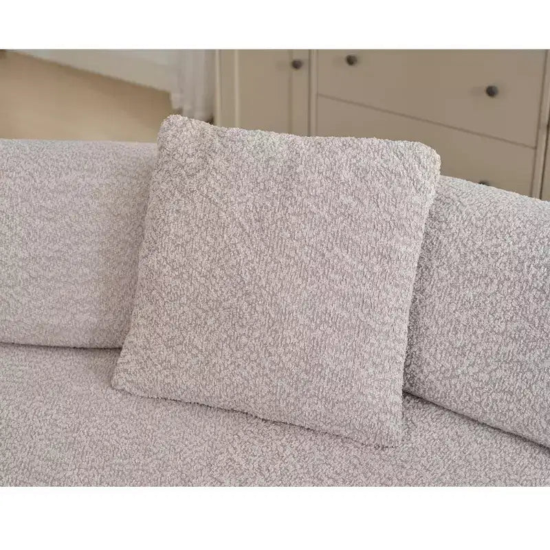 Canapé d'angle moderne 4 places en bouclette GDFStudio Arvik 140 avec 4 coussins