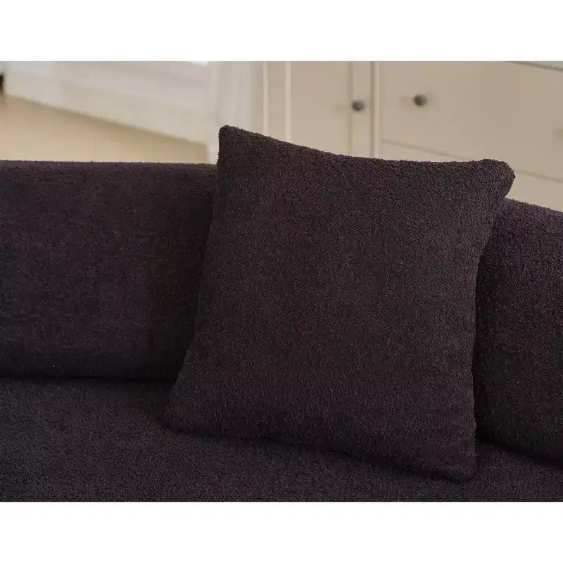 Canapé d'angle moderne 4 places en bouclette GDFStudio Arvik 140 avec 4 coussins