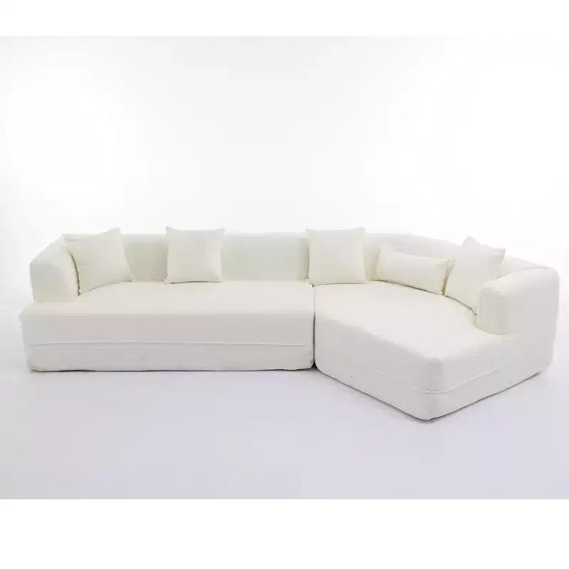 GDFStudio Arvik 128 - Canapé sectionnel moderne 3 places en tissu bouclé avec oreillers