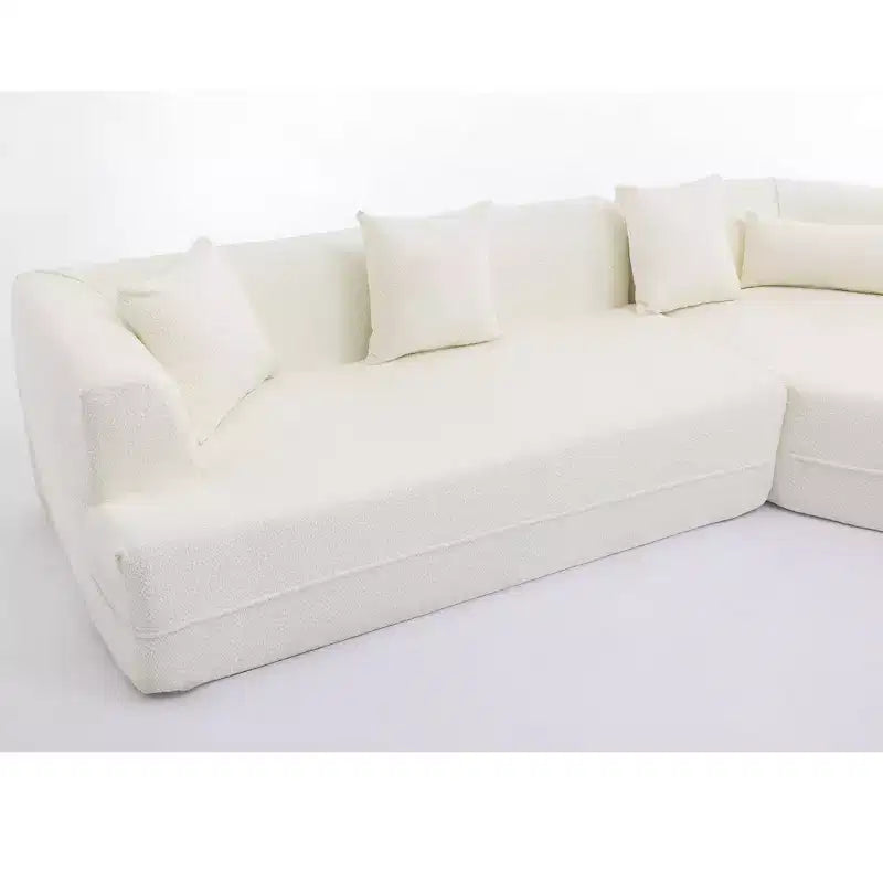 GDFStudio Arvik 128 - Canapé sectionnel moderne 3 places en tissu bouclé avec oreillers