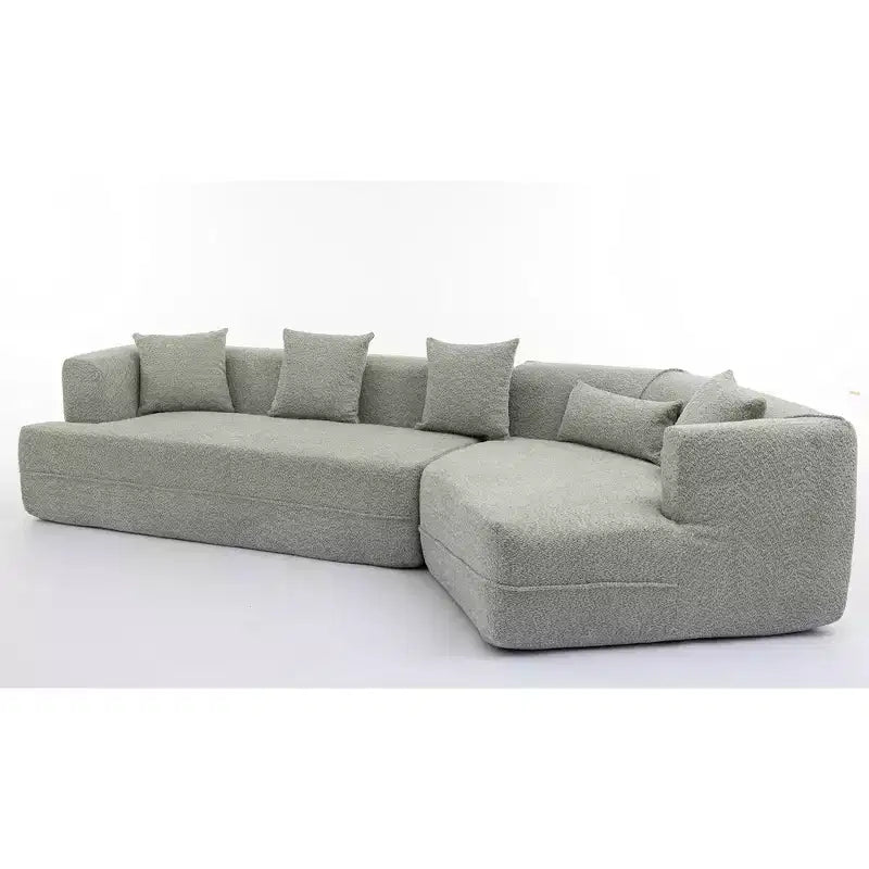 GDFStudio Arvik 128 - Canapé sectionnel moderne 3 places en tissu bouclé avec oreillers