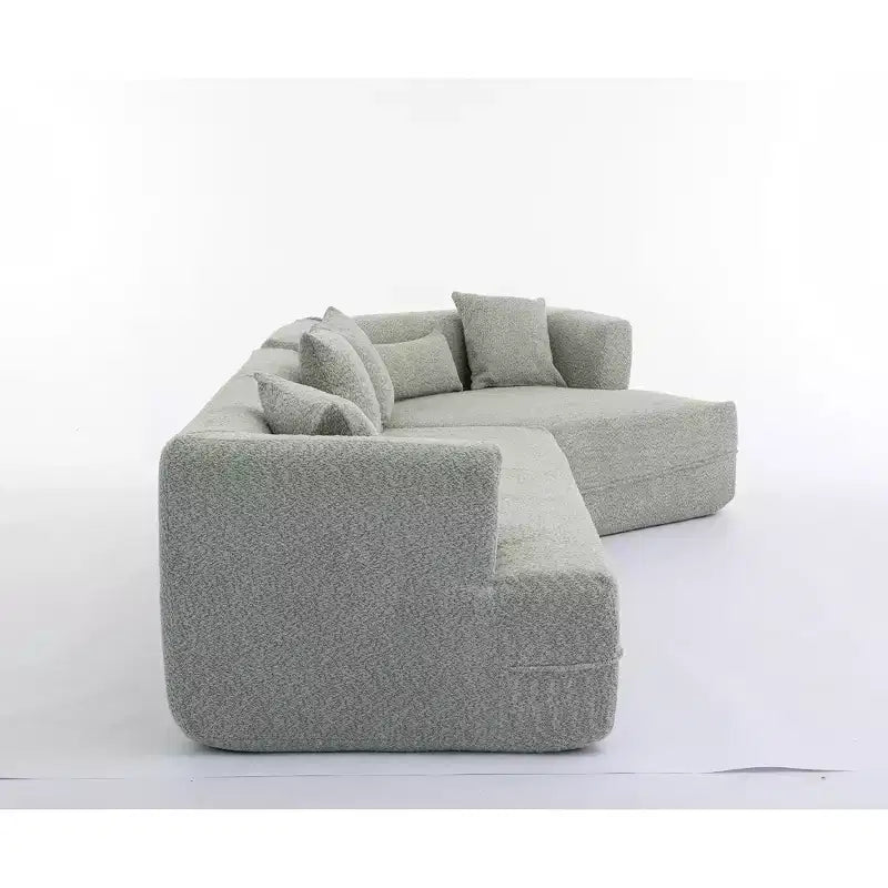 GDFStudio Arvik 128 - Canapé sectionnel moderne 3 places en tissu bouclé avec oreillers