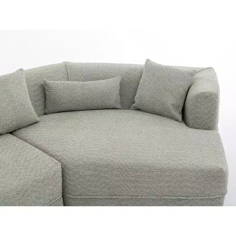 GDFStudio Arvik 128 - Canapé sectionnel moderne 3 places en tissu bouclé avec oreillers