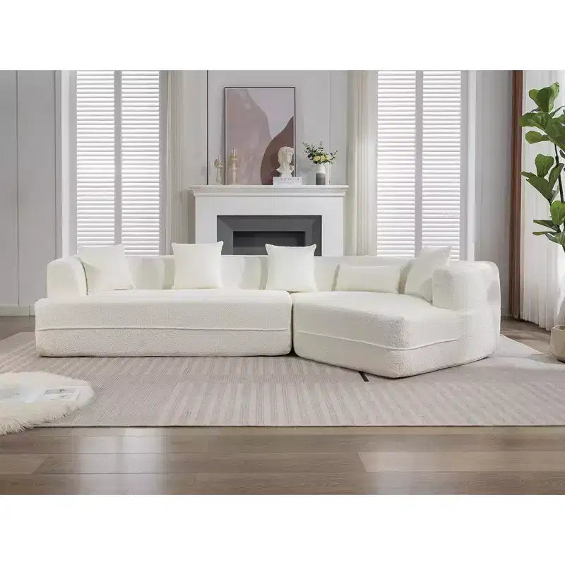 GDFStudio Arvik 128 - Canapé sectionnel moderne 3 places en tissu bouclé avec oreillers
