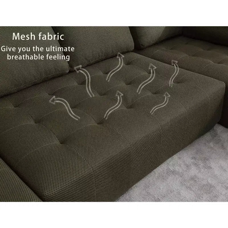 Canapé modulaire en U rembourré en maille GDFStudio Belor 138,5 places de transition