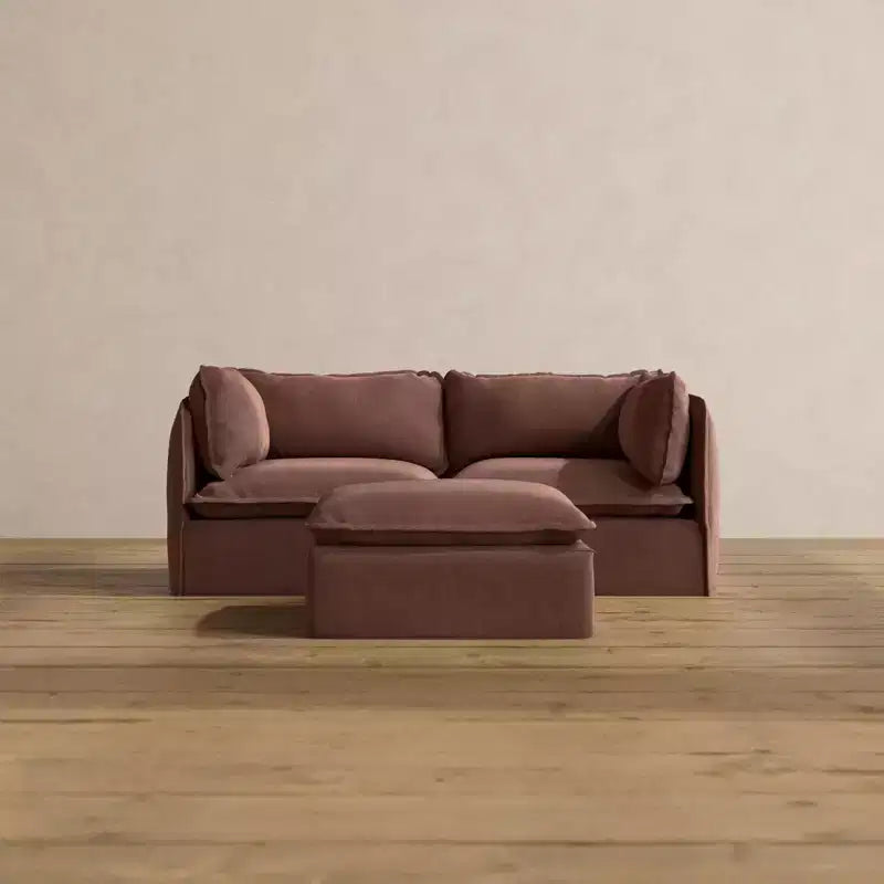 Canapé 2 places modulable lavable Anabei + Ottoman | Assise Deluxe+ et Coussin Nuage
