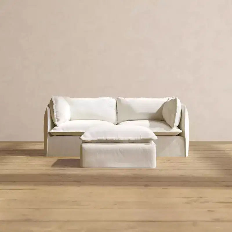 Canapé 2 places modulable lavable Anabei + Ottoman | Assise Deluxe+ et Coussin Nuage