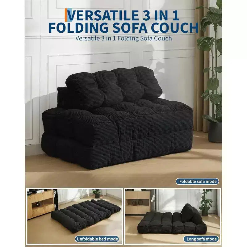 Acekool Canapé-Lit Pliable 3-en-1 avec Oreiller, Chaise Convertible pour Salon, Chambre à Coucher ou Bureau à Domicile, 79x52x8