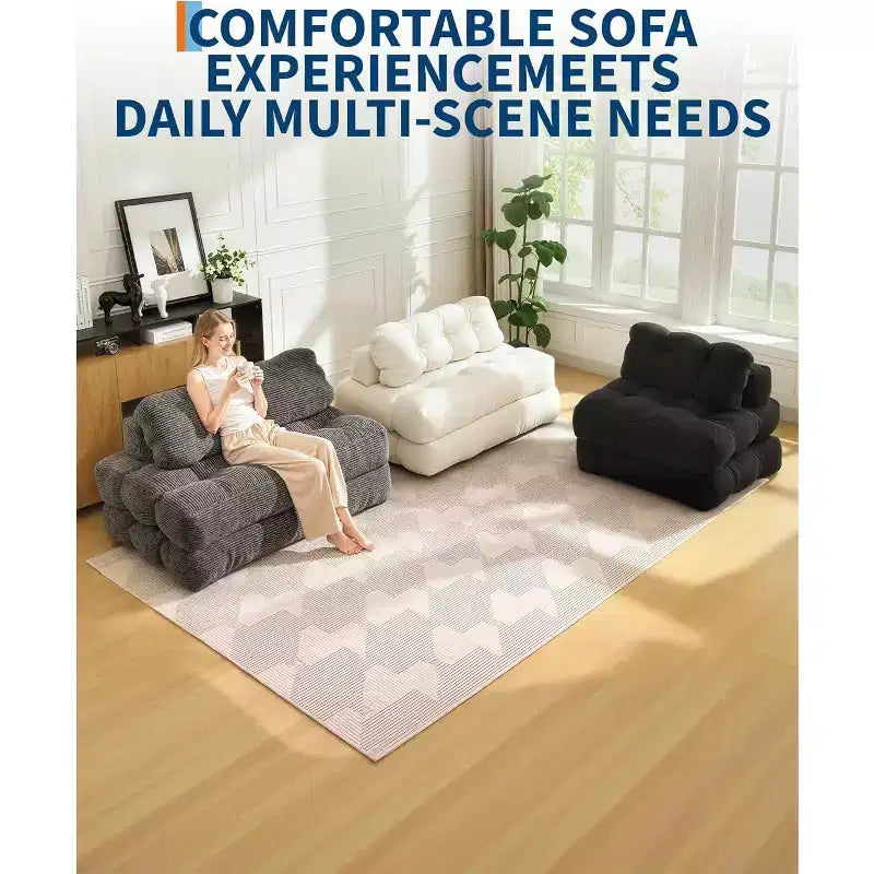 Acekool Canapé-Lit Pliable 3-en-1 avec Oreiller, Chaise Convertible pour Salon, Chambre à Coucher ou Bureau à Domicile, 79x52x8
