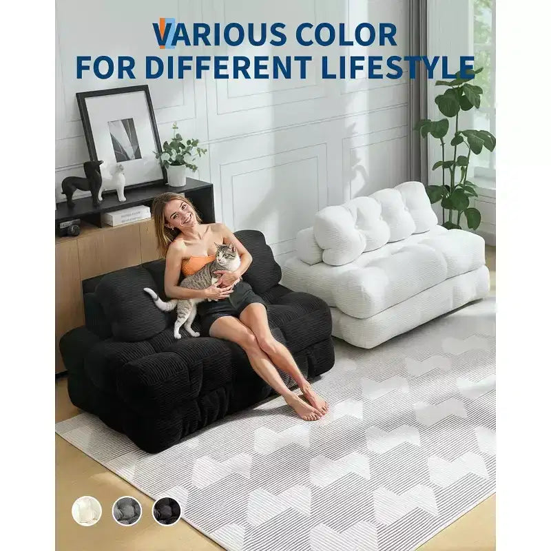 Acekool Canapé-Lit Pliable 3-en-1 avec Oreiller, Chaise Convertible pour Salon, Chambre à Coucher ou Bureau à Domicile, 79x52x8