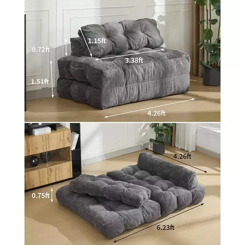 Acekool Canapé-Lit Pliable 3-en-1 avec Oreiller, Chaise Convertible pour Salon, Chambre à Coucher ou Bureau à Domicile, 79x52x8