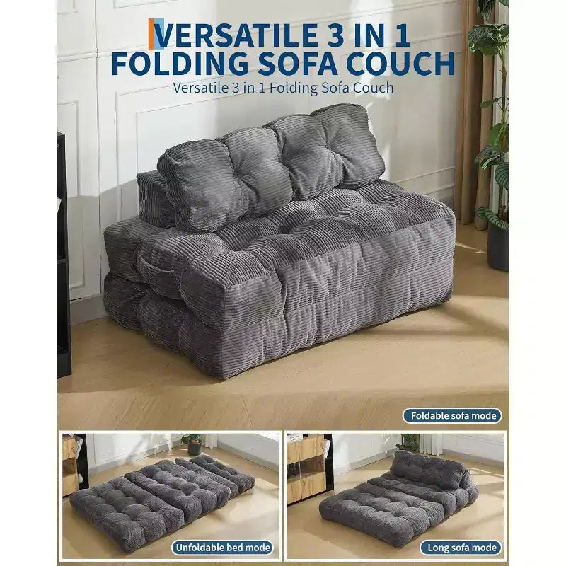 Acekool Canapé-Lit Pliable 3-en-1 avec Oreiller, Chaise Convertible pour Salon, Chambre à Coucher ou Bureau à Domicile, 79x52x8