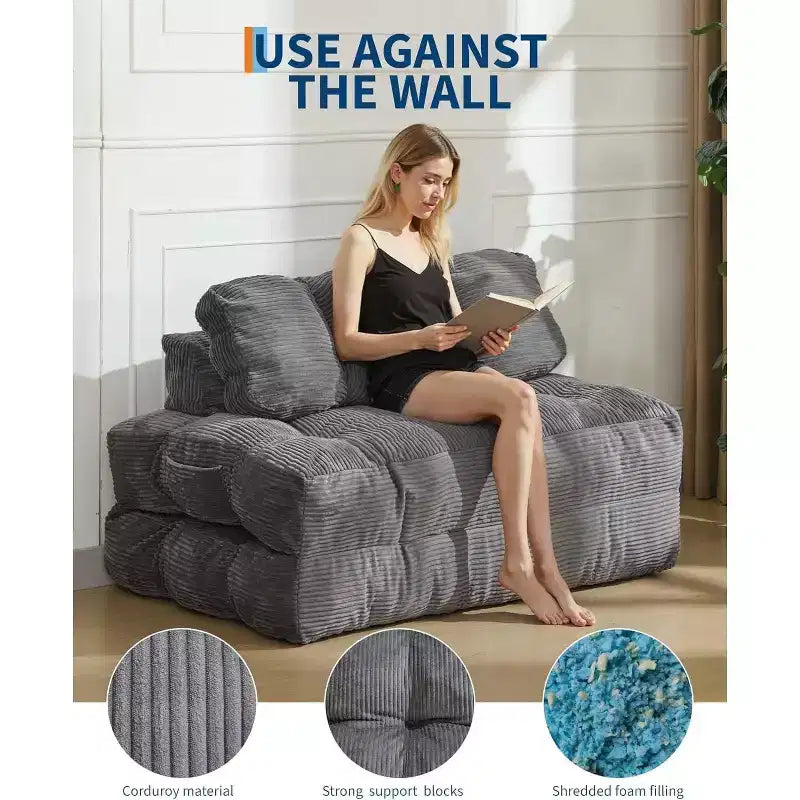 Acekool Canapé-Lit Pliable 3-en-1 avec Oreiller, Chaise Convertible pour Salon, Chambre à Coucher ou Bureau à Domicile, 79x52x8