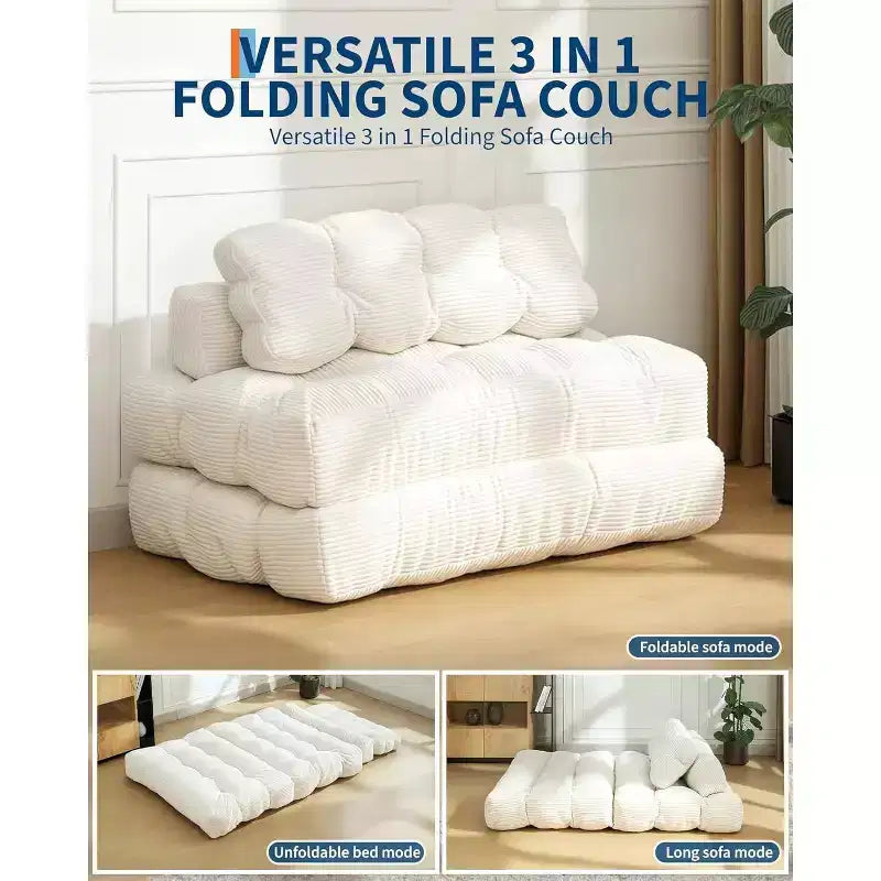 Acekool Canapé-Lit Pliable 3-en-1 avec Oreiller, Chaise Convertible pour Salon, Chambre à Coucher ou Bureau à Domicile, 79x52x8