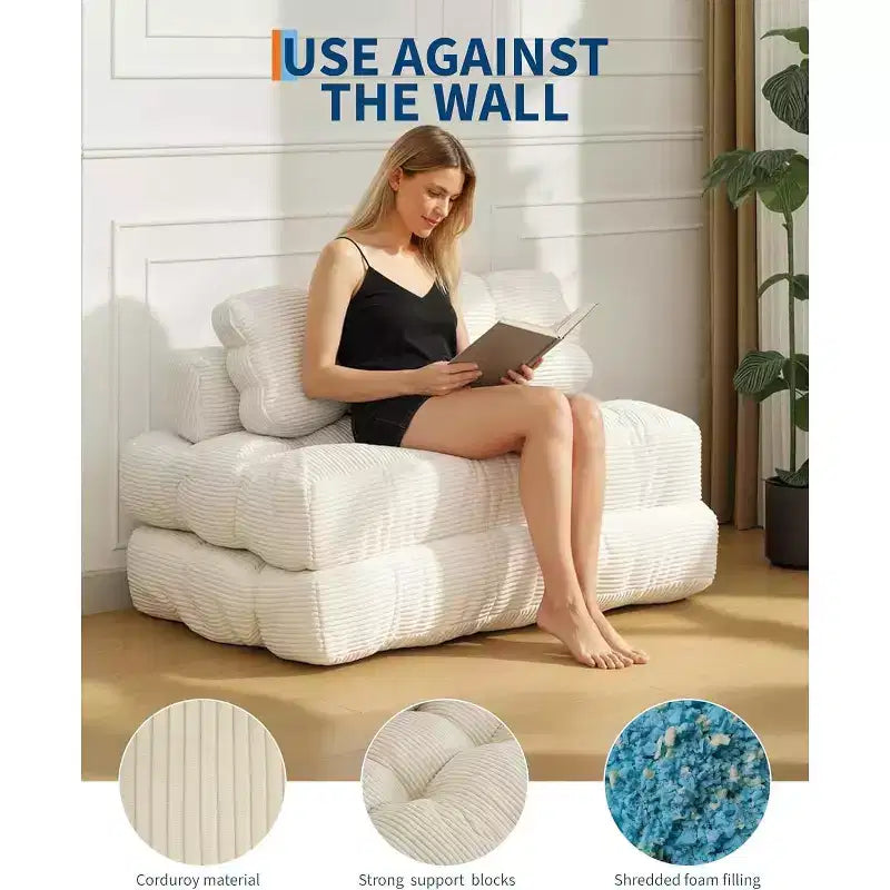 Acekool Canapé-Lit Pliable 3-en-1 avec Oreiller, Chaise Convertible pour Salon, Chambre à Coucher ou Bureau à Domicile, 79x52x8