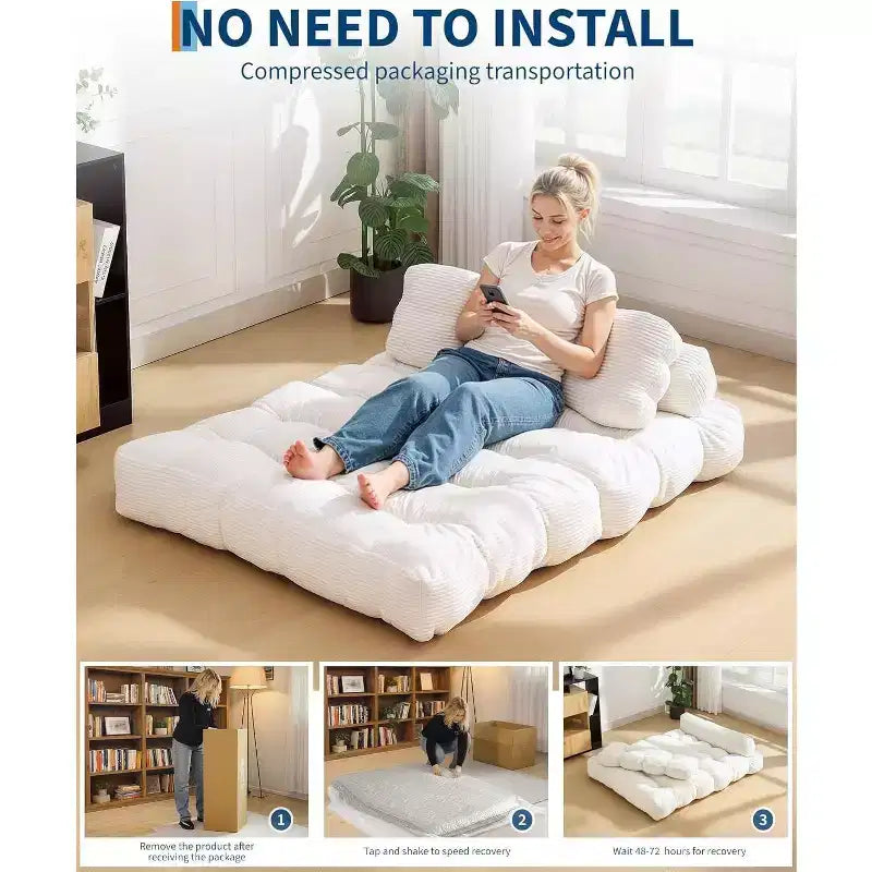 Acekool Canapé-Lit Pliable 3-en-1 avec Oreiller, Chaise Convertible pour Salon, Chambre à Coucher ou Bureau à Domicile, 79x52x8