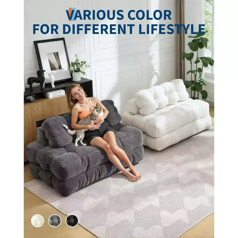 Acekool Canapé-Lit Pliable 3-en-1 avec Oreiller, Chaise Convertible pour Salon, Chambre à Coucher ou Bureau à Domicile, 79x52x8