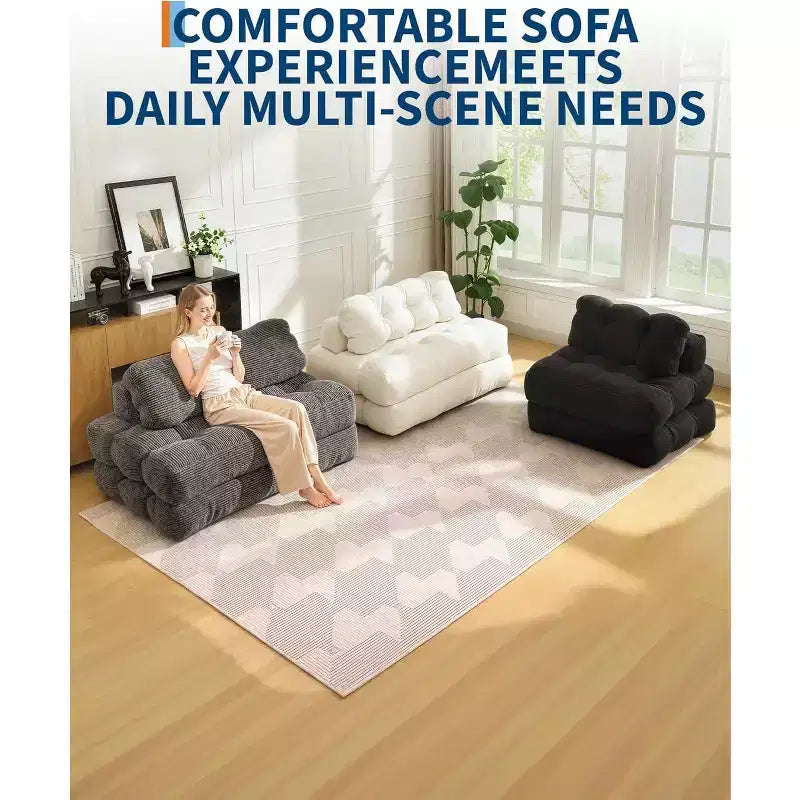 Acekool Canapé-Lit Pliable 3-en-1 avec Oreiller, Chaise Convertible pour Salon, Chambre à Coucher ou Bureau à Domicile, 79x52x8
