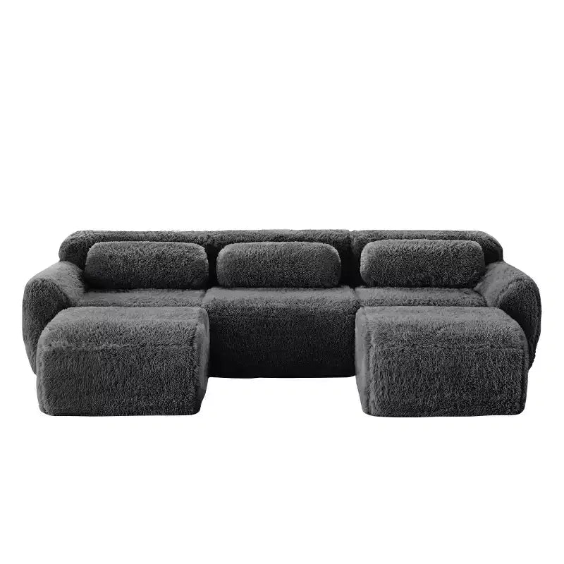Canapé modulable avec 2 poufs, canapé-lit sectionnel profond, petit canapé sectionnel moderne pour salon et chambre-Panipeachy