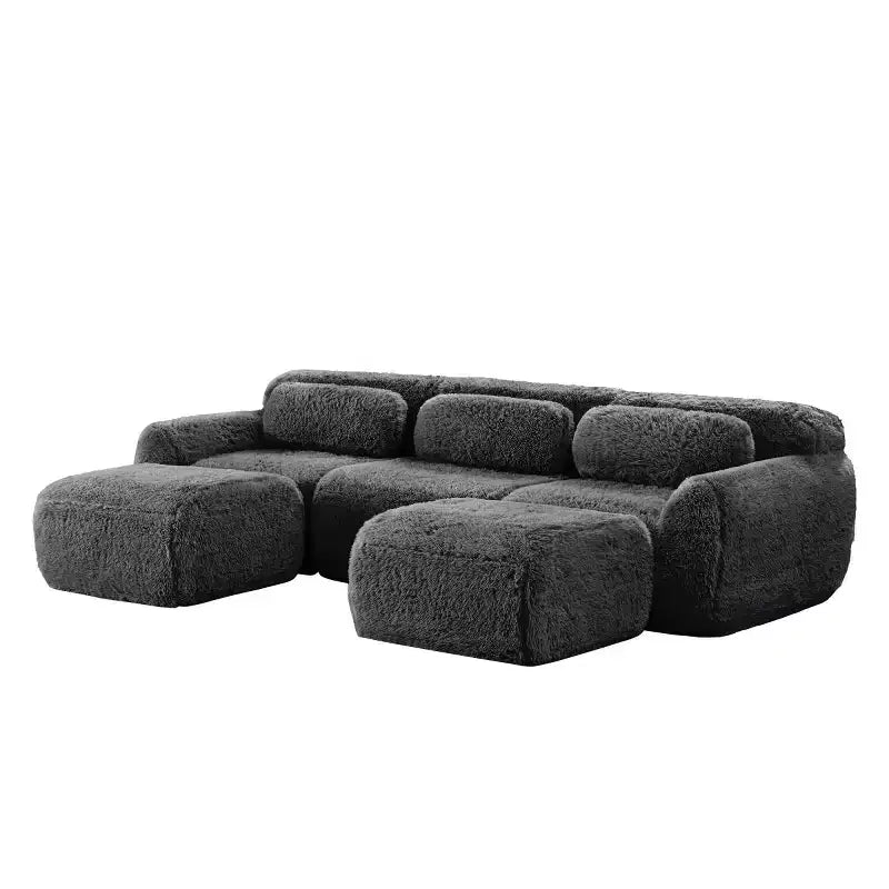 Canapé modulable avec 2 poufs, canapé-lit sectionnel profond, petit canapé sectionnel moderne pour salon et chambre-Panipeachy