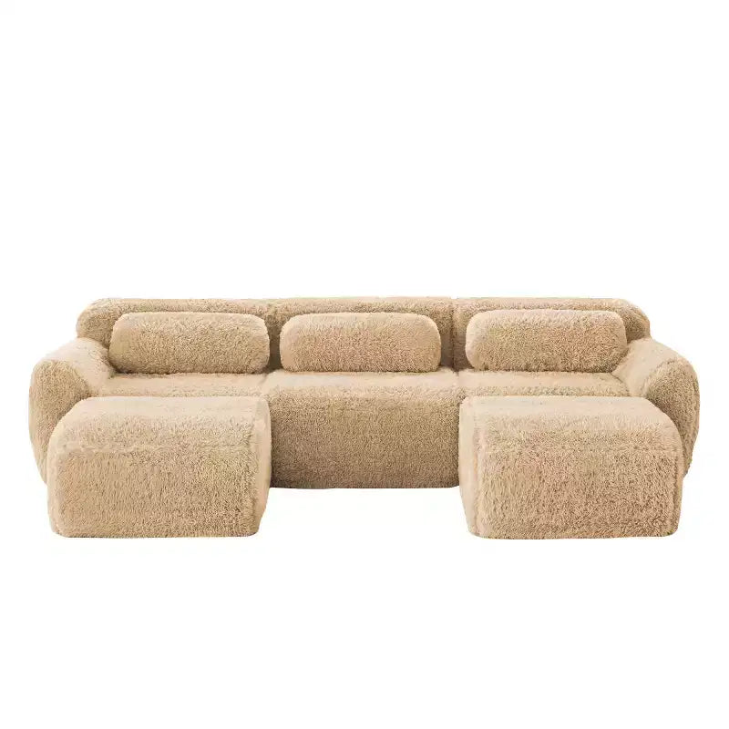 Canapé modulable avec 2 poufs, canapé-lit sectionnel profond, petit canapé sectionnel moderne pour salon et chambre-Panipeachy