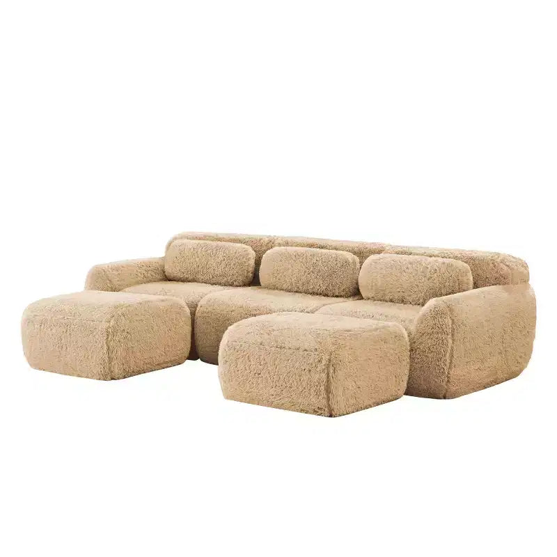 Canapé modulable avec 2 poufs, canapé-lit sectionnel profond, petit canapé sectionnel moderne pour salon et chambre-Panipeachy