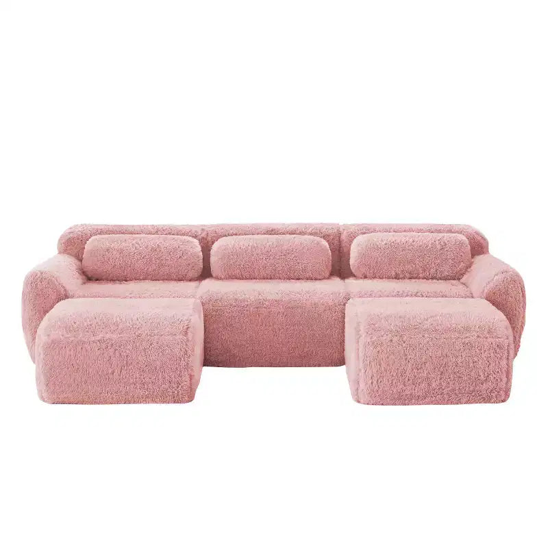 Canapé modulable avec 2 poufs, canapé-lit sectionnel profond, petit canapé sectionnel moderne pour salon et chambre-Panipeachy