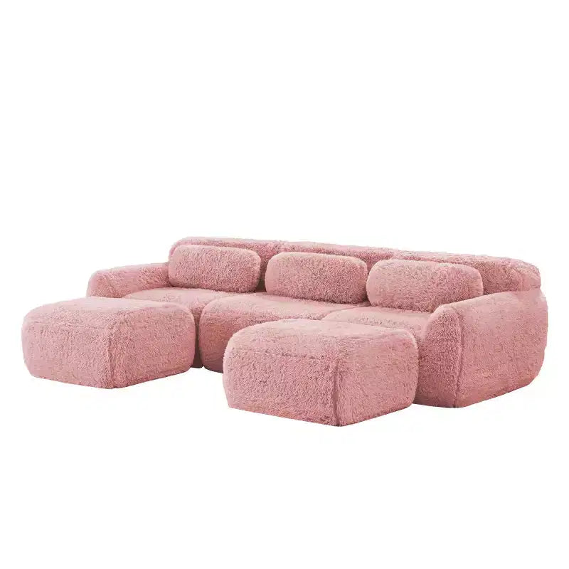 Canapé modulable avec 2 poufs, canapé-lit sectionnel profond, petit canapé sectionnel moderne pour salon et chambre-Panipeachy