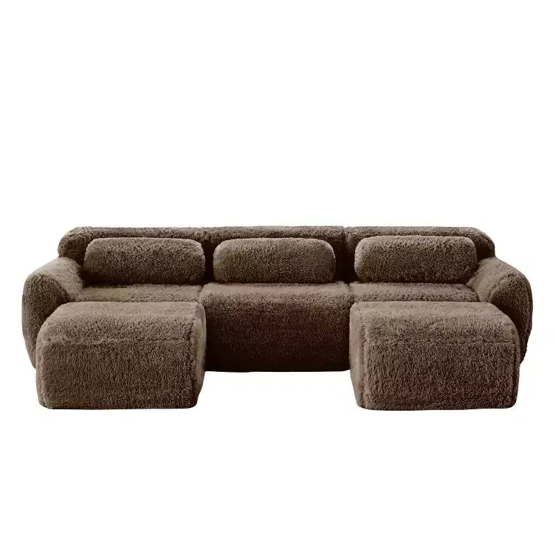 Canapé modulable avec 2 poufs, canapé-lit sectionnel profond, petit canapé sectionnel moderne pour salon et chambre-Panipeachy
