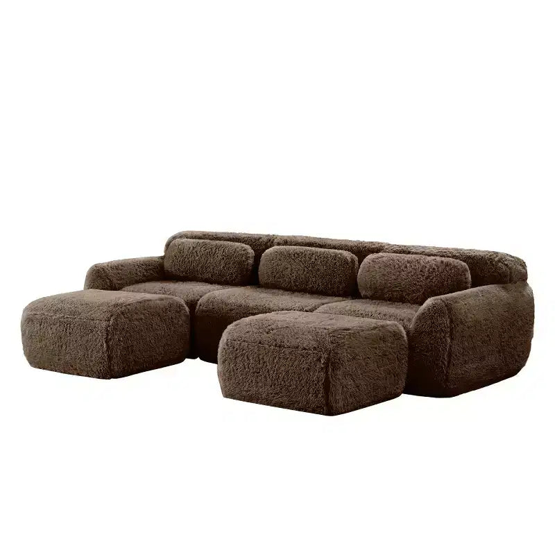 Canapé modulable avec 2 poufs, canapé-lit sectionnel profond, petit canapé sectionnel moderne pour salon et chambre-Panipeachy