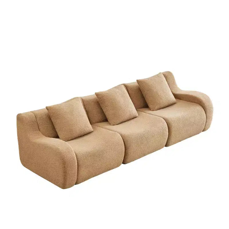 Canapé modulable moderne avec accoudoir incurvé, tissu bouclette, 3 places, assise profonde Cloud Sofa pour salon et chambre à coucher, aucun assemblage requis-Panipeachy